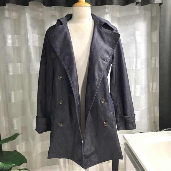 GAP 1969 Short trench coat, size S, denim blue. - Picture 3 of 13